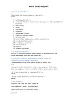 Article Review Format and Outline | PDF | Bibliography | Logic