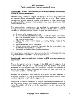 ESD Association 
Facility Certification Program – Auditor Training 
 
Copyright © Ron Gibson 2015 
 
1 
 
Question #1 – Is th