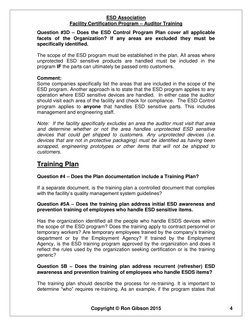 ESD Association 
Facility Certification Program – Auditor Training 
 
Copyright © Ron Gibson 2015 
 
4 
Question #3D – Does t