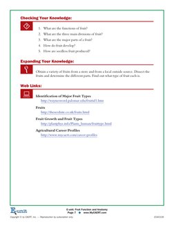 Checking Your Knowledge:

1. What are the functions of fruit?
2. What are the three main divisions of fruit?
3. What are the