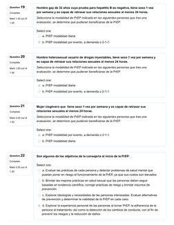 Question 19
Complete
Mark 1.00 out of
1.00
Question 20
Complete
Mark 1.00 out of
1.00
Question 21
Complete
Mark 0.00 out of
1