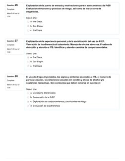 Question 26
Complete
Mark 0.00 out of
1.00
Question 27
Complete
Mark 1.00 out of
1.00
Question 28
Complete
Mark 1.00 out of
1