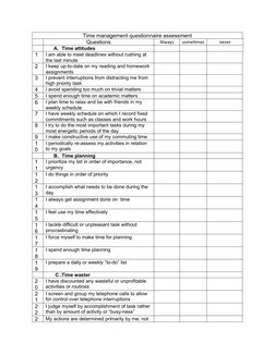 Student Time Management Assessment | PDF