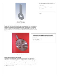 Figure 1 Single stage
Restriction Orifice Plate
(ii) Single stage multi-hole restriction orifice.
A single stage multi-hole r