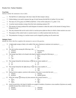Nuclear Chemistry Practice Test | PDF | Neutron | Nuclear Physics