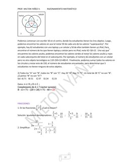 10
PROF. MILTON YAÑEZ V.
RAZONAMIENTO MATEMÁTICO
Podemos comenzar con escribir 50 en el centro, donde los estudiantes tienen