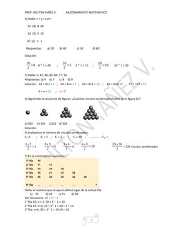 2
PROF. MILTON YAÑEZ V.
RAZONAMIENTO MATEMÁTICO
4) Hallar x + y + z en:
    16  (8)  8  24
    10  (5)  5  15
   20  (y)   x
