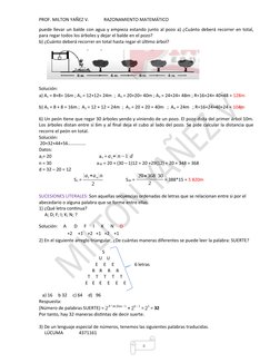 4
PROF. MILTON YAÑEZ V.
RAZONAMIENTO MATEMÁTICO
puede llevar un balde con agua y empieza estando junto al pozo a) ¿Cuánto deb