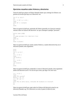 Ejercicios para usuarios de linux 
Luciene Silva de Souza 
6
Ejercicios resueltos sobre ficheros y directorios  
Guion de she