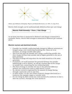 Electric Field Intensity = Force / Unit Charge 
 
 
Shaik, Asif. Methods of Charging. Physics and Radio-Electronics, n.d. Web