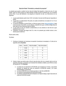 Ejercicios finales “Formulación y evaluación de proyectos”
La presente guía apunta a sustituir las dos notas del trabajo fina
