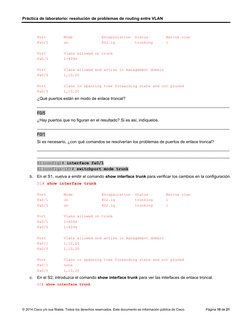 Práctica de laboratorio: resolución de problemas de routing entre VLAN 
© 2014 Cisco y/o sus filiales. Todos los derechos res