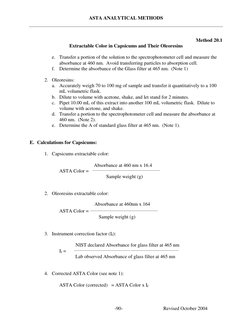 ASTA Method 20.1: Capsicum Color Analysis | PDF | Spectrophotometry ...