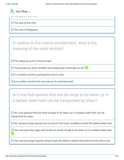 Answers To CES CBT Test Online About Marine Environment Awareness | PDF ...