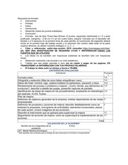 Requisitos de formato: 

Instrumento 

Portada 

Índice 

Introducción 

Desarrollo (todos los puntos enlistados)  

Co