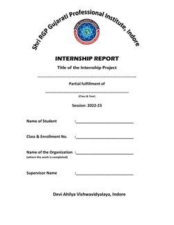 INTERNSHIP REPORT 
Title of the Internship Project 
…………………………………………………………………. 
Partial fulfillment of 
…………………………………
