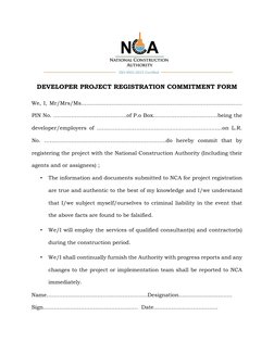 Developer Project Registration Commitment | PDF | Career & Growth ...