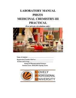 Medicinal Chemistry III Lab Manual | PDF | Titration | Chemistry
