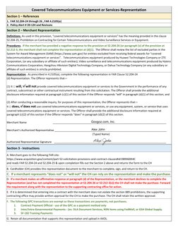 Section 889 Compliance Representation Form | PDF | Offer And Acceptance ...