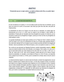 OBJETIVO:
“Comprender que por un signo externo, se realiza la Alianza entre Dios y su pueblo, figura
del bautismo”.
A.- 
LO Q