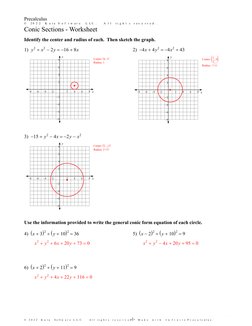 02 - Conic Sections - Worksheet With Answers | PDF | Euclidean Plane ...