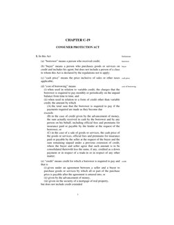 CHAPTER C-19 
CONSUMER PROTECTION ACT 
1. In this Act 
Definitions 
(a) “borrower” means a person who received credit; 
bor