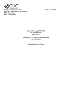 German University in Cairo                                                             Date: 18/12/2022     
Faculty of Manag