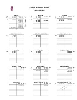 CURSO: CONTABILIDAD INTEGRAL 
CASO PRÁCTICO 
 
BANCOS 
ALMACEN 
CLIENTES 
AP) 
3. ) 
7) 
(2 
AP) 
(4 
2) 
(5 
4) 
(8 
(9 
10)