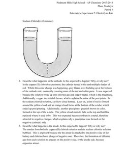 Piedmont Hills High School - AP Chemistry 2017-2018 
Phan, Madalyn 
Period ⅘ 
Laboratory Experiment 5: Electrolysis Lab 
 
So