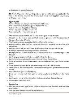 ZJC NOTESPage 8
and treated with spices of essence.
NB: Much of Egyptian culture, writing and was lost and other point change