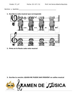 Grado: 3° y 4°                Fecha: 25 / 07 / 11           Prof. Irel Xenia Alberto Bautista 
    
Nombre  y  Ape
