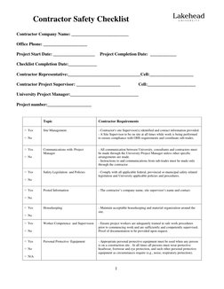 Contractor Safety Checklist 
 
1 
 
 
Contractor Company Name: __________________________ 
 
Office Phone: __________________
