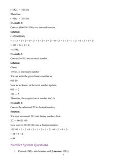 5
(4182)10 = (10126)8
Therefore,
(1056)16 = (10126)8
Example 2:
Convert (1001001100)2 to a decimal number.
Solution:
(1001001