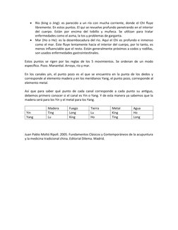 
Río (king o Jing): es parecido a un río con mucha corriente, donde el ChI fluye
libremente. En estos puntos. El qui se revu