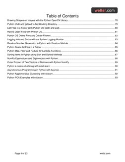 Table of Contents 
Page 4 of 93 
 
wellsr.com 
Drawing Shapes on Images with the Python OpenCV Library ....................