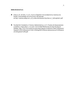 5
BIBLIOGRAFIAS:

Chávez, D., & Felix, J. (s.f.). Acervos Digitales Universidad de las Américas de
Puebla. Generalidades de