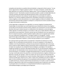 compañeras de dormitorio un partido informal de béisbol, su depresión la llevó a pensar: “no soy 
buena. Seguramente ni llega