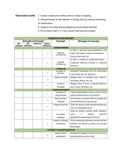 Observation Guide 
1. Locate a classroom setting where a class is ongoing. 
2. Ask permission to the teacher-in-charge that y