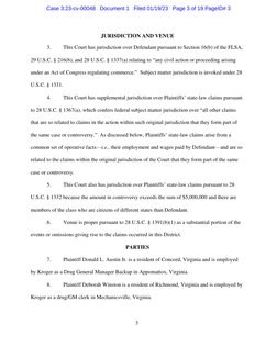 3 
JURISDICTION AND VENUE 
3. 
This Court has jurisdiction over Defendant pursuant to Section 16(b) of the FLSA, 
29 U.S.C.