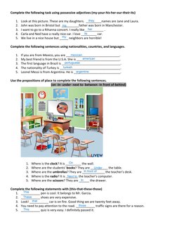 Complete the following task using possessive adjectives (my-your-his-her-our-their-its) 
 
1. Look at this picture. These are