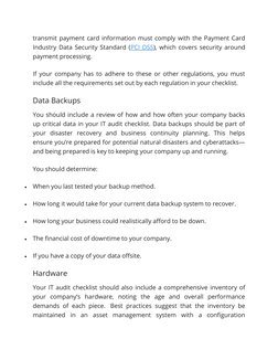 transmit payment card information must comply with the Payment Card
Industry Data Security Standard (PCI DSS), which covers s