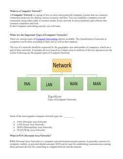 What is a Computer Network?
A Computer Network is a group of two or more interconnected computer systems that use common 
con