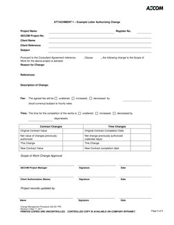 Change Management Procedure (Q2-331-PR) 
Revision 0 May 11, 2011 
PRINTED COPIES ARE UNCONTROLLED.   CONTROLLED COPY IS AVA