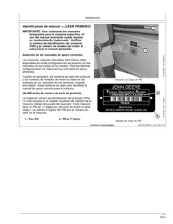 Introducción
Continúa en la siguiente página
WC20922,00041C7 -63-21JUN13-1/2
Identificación de manual — ¡LEER PRIMERO!
IMPORT