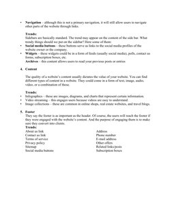 •
Navigation – although this is not a primary navigation, it will still allow users to navigate 
other parts of the website t