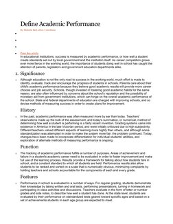 Academic Performance Definitions PDF Standardized Tests Teachers