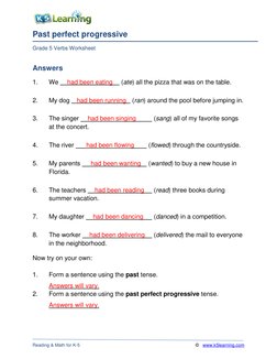 Grade 5 Past Perfect Progressive Tenses | PDF | Grammatical Tense ...