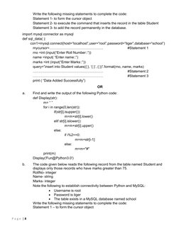 Class XII Computer Science Pre-Board Exam | PDF | Parameter (Computer ...
