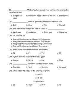 Class 7 Python Revision Worksheet | PDF | Python (Programming Language ...