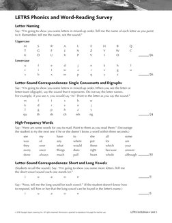 LETRS Phonics and Word-Reading Survey Administration and Scoring Record ...
